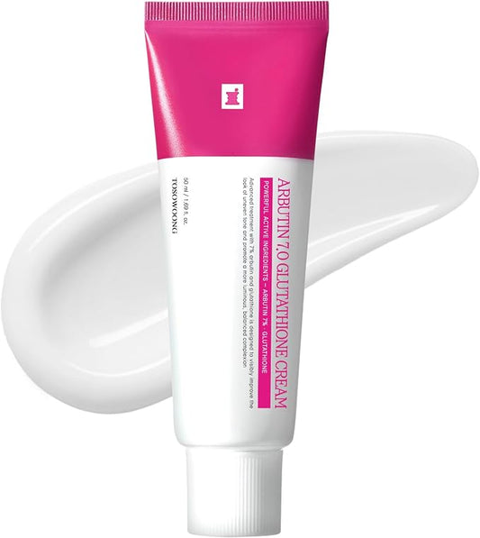 TOSOWOONG Arbutin 7% + Tranexamic Acid 4% Cream, 70,000ppm Arbutin, 40,000ppm TXA, Niacinamide, Glutathione, Supports Even Skin Tone, Enhances Skin Clarity, Korean Skin Care, 50ml, 1.69 fl.oz