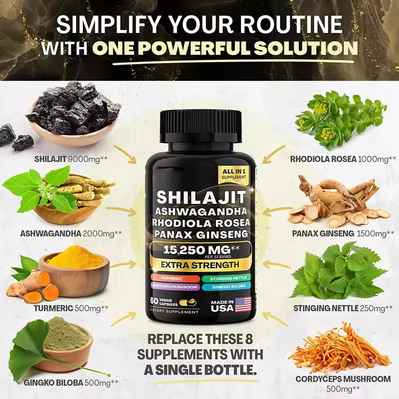 Himalayan Shilajit Gummies — Ashwagandha, Black Musli & Gokshura Blend 60 gummies